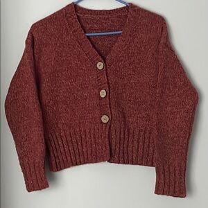 Women's Button-Up Cardigan in Deep Rust